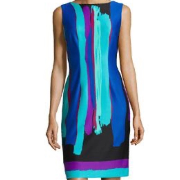 Chetta B Blue Sleeveless Sheath Cocktail Dress - Picture 1 of 8